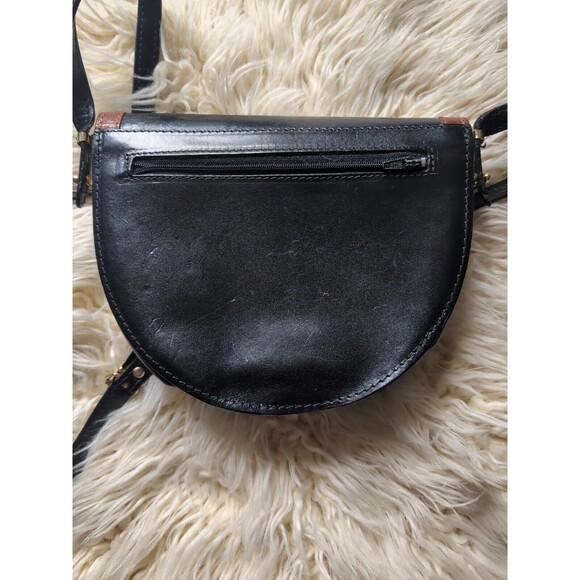 Gianni Firenze Small Mini Two-toned Black Crossbody Italian Leather Handbag Long - Picture 9 of 16